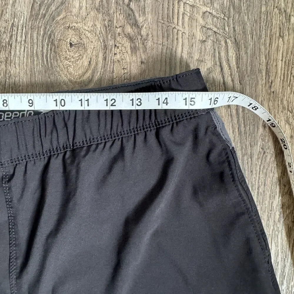 Speedo Mens M Black Gray Hybrid Swim Trunk Board Shorts 7778211